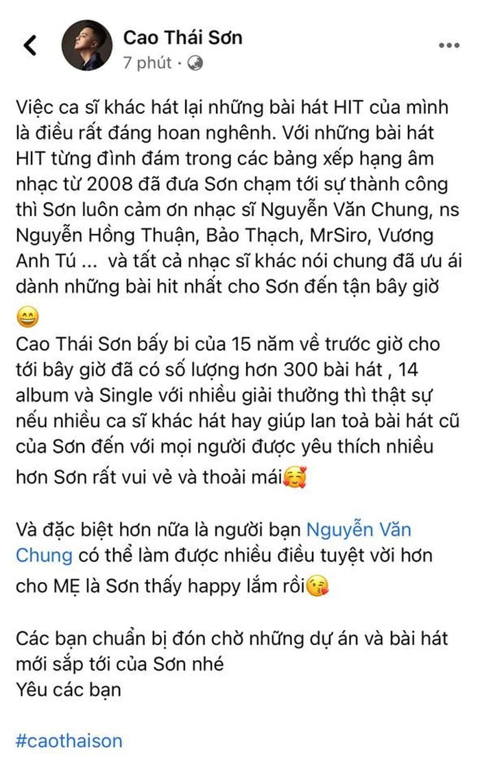 dong-trang-thai-tren-trang-ca-nhan-cua-cao-thai-son-ve-su-viec-on-ao-gan-day